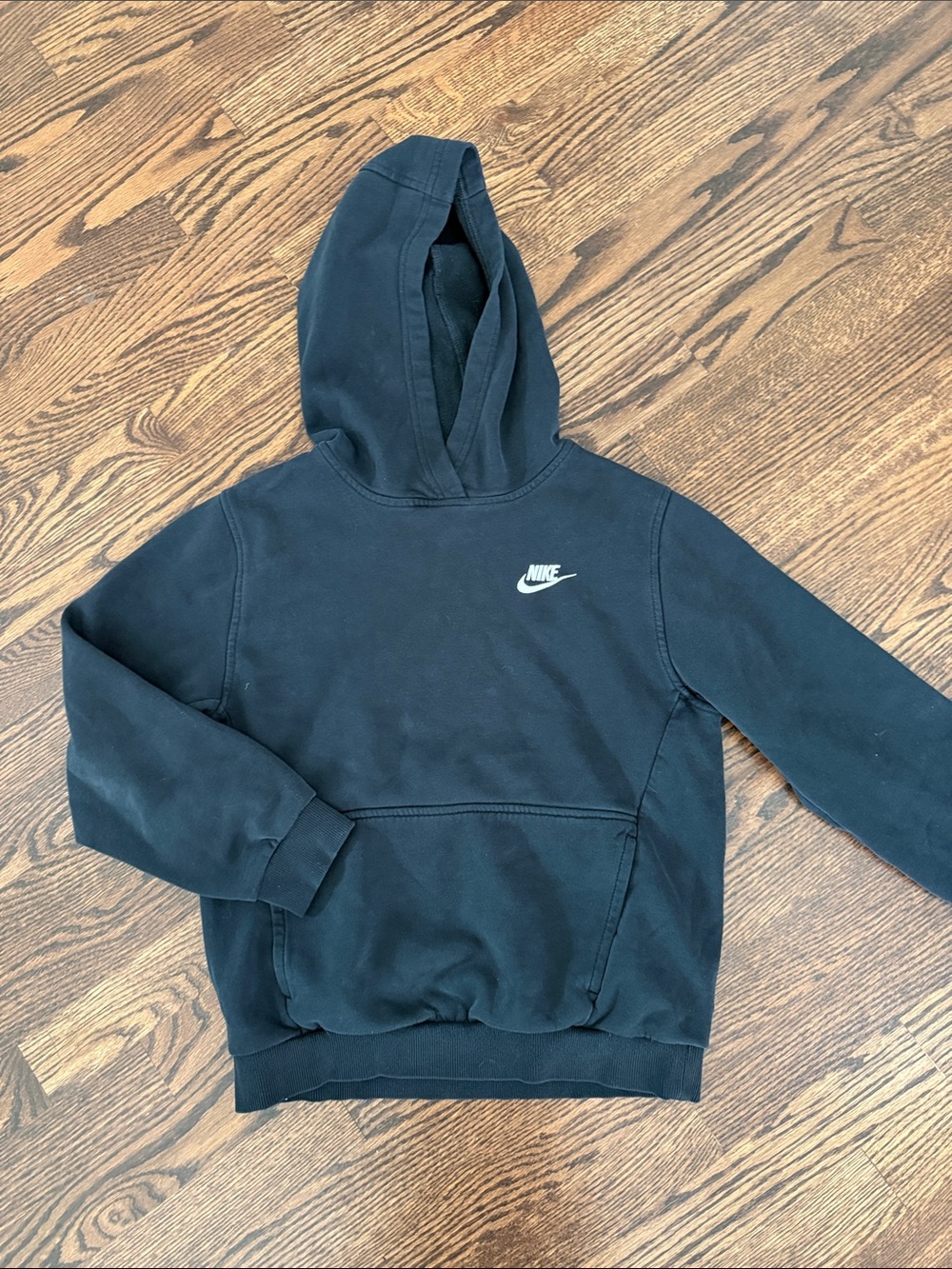 Nike Kids Black Hoodie with White Swoosh